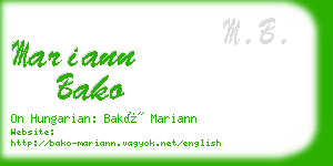 mariann bako business card